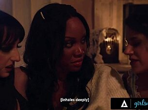 goth babe lana and big tits bestie summon milf for steamy play