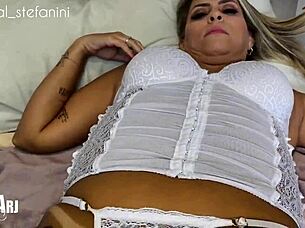 Hung stud barebacks busty Brazilian milf's juicy ass passionately