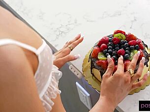 waking up with cake and hot cum filling my tight cunt