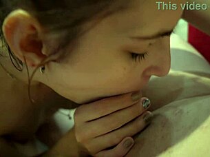 Sneaking into bathroom for babysitter's steamy shower blowjob