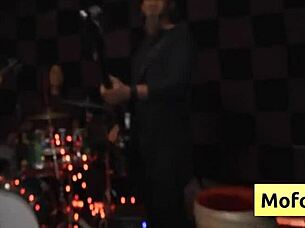 Hot Brunette Nia Bleu Sucks Cock Backstage Then Fucked Doggy