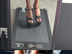 sexy model teases in pleaser heels striptease homemade