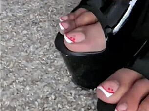 sexy model teases in pleaser heels striptease homemade