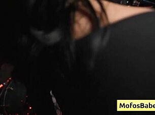 Hot Brunette Nia Bleu Sucks Cock Backstage Then Fucked Doggy