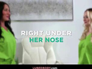 secret threesome unfolds with seductive nuru masseuse and friends