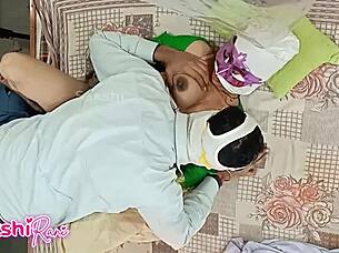 neighbor aunty's big tits massaged before bedroom pussy anal fuck