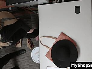 shoplifters granny and suspect get garage punishment HARD