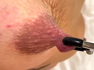 he squeezes my hard dark nipples so rough while i'm all tied up in bondage play