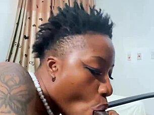 naija babe candy slurps my big black cock like a pro blowjob queen