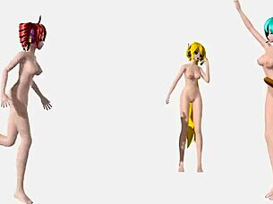 Hatsune Miku Teto Neru strip fully nude!