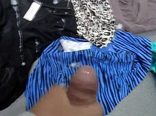Why catch me stroking huge cock into your panties wife?