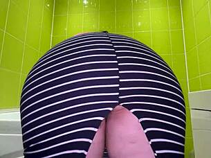 mature woman gets ass fucked in toilet showing tits
