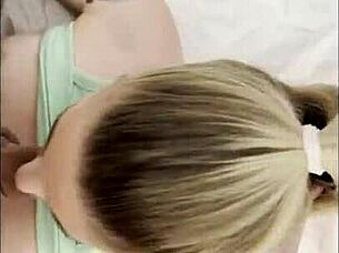hot blonde roommate deepthroats my cock