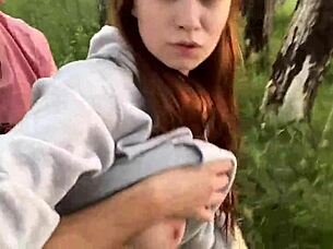 fucking my best friend's sexy girlfriend hard in the forest while he sets up camp