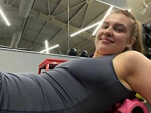 gym teen SQUIRTS extreme after stranger fuck!