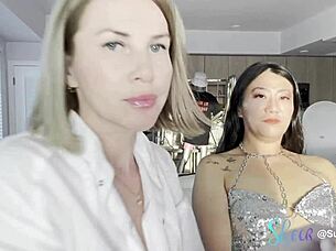 Shaved asian petite nurse milf blue eyes gets kinky facial in hospital gloves fetish