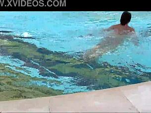 stepmom and best friend milfs tease during pool staycation