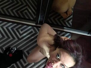 hot brunette milf teacher home visit deepthroat cum covered blowjob!