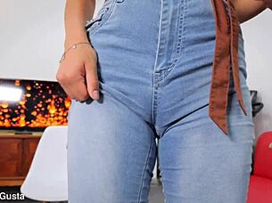 damn, puffy nipples on this tiny babe's tight ass in jeans!