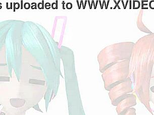 Hatsune Miku Teto Neru strip fully nude!