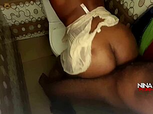 ebony babe twerks in bathroom neighbor sneaks fuck 🍑🚿