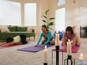 we take turns strapon pounding our latina yoga teacher's ass
