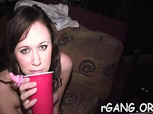 guys rip clothes off cute chicks for hardcore gangbang pounding at the club