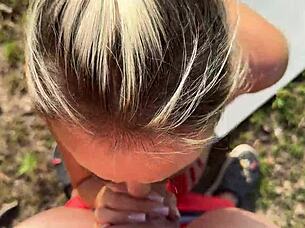 i did steamy outdoor yoga then sucked his huge cock hard