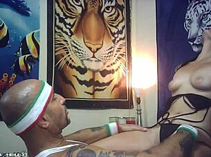 Sext Asian babe rides Italian cock backstage hardcore porn shoot passion