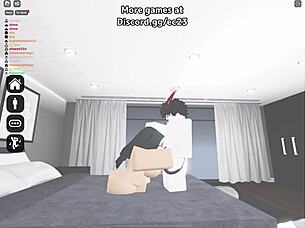 Slutty nun in Roblox game bends for random horny dude's thick creampie fill-up 😈🍆💦