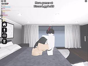 Slutty nun in Roblox game bends for random horny dude's thick creampie fill-up 😈🍆💦