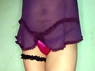 slipping into rosy satin panties for anal tease orgasm