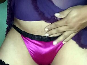 slipping into rosy satin panties for anal tease orgasm