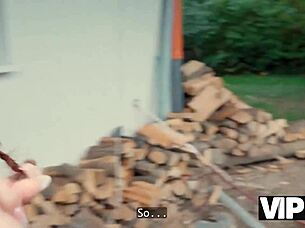 She masters cheating redhead blowjobs on big cock outdoor!