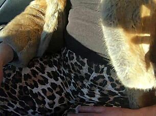 cheating wife fur coat shopping leads to outdoor cock sucking