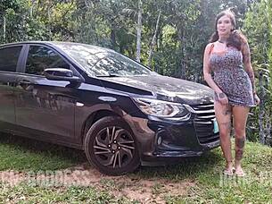 Pissing lustfully outdoors then intense fucking session while smoking