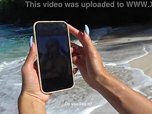 Hot brunette stranger delivers sloppy deep beach blowjob trailer