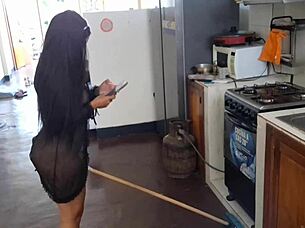 Leaked Mexican Influencer Fingers Dripping Pussy with Broom