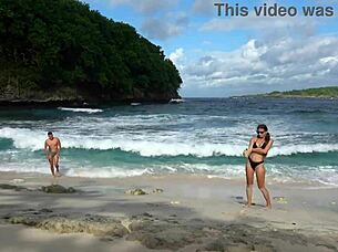 Hot brunette stranger delivers sloppy deep beach blowjob trailer