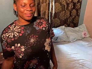 thick ebony queen fingers her hairy ass in casting