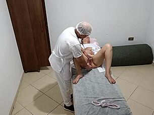 Patient Orgasms Severally in Doctor's Anal Creampie Session