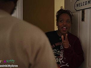 Ebony Whore Deepthroats Monster BBC Creampie While Hubby Away