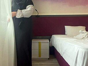 horny arab milf with big tits gets rough creampie fucking in hotel