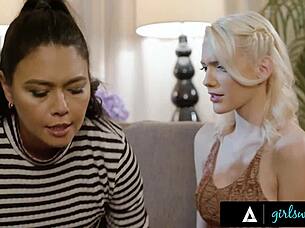 Kenna James earns stepmom Dana Vespoli's approval through steamy lesbian play