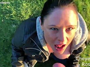 Curvy Brunette Milf Moans Dripping Wet Outdoor Face Fuck Facial