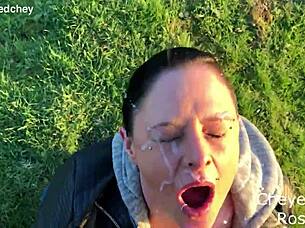 Curvy Brunette Milf Moans Dripping Wet Outdoor Face Fuck Facial