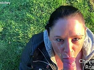 Curvy Brunette Milf Moans Dripping Wet Outdoor Face Fuck Facial