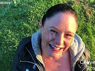 Curvy Brunette Milf Moans Dripping Wet Outdoor Face Fuck Facial