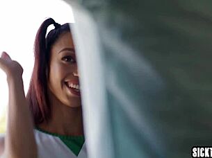 alexis tae petite ebony cheerleader takes rough anal from huge cock in dorm room