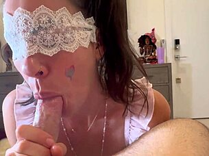 Super sloppy cum swallow bunny blowjob